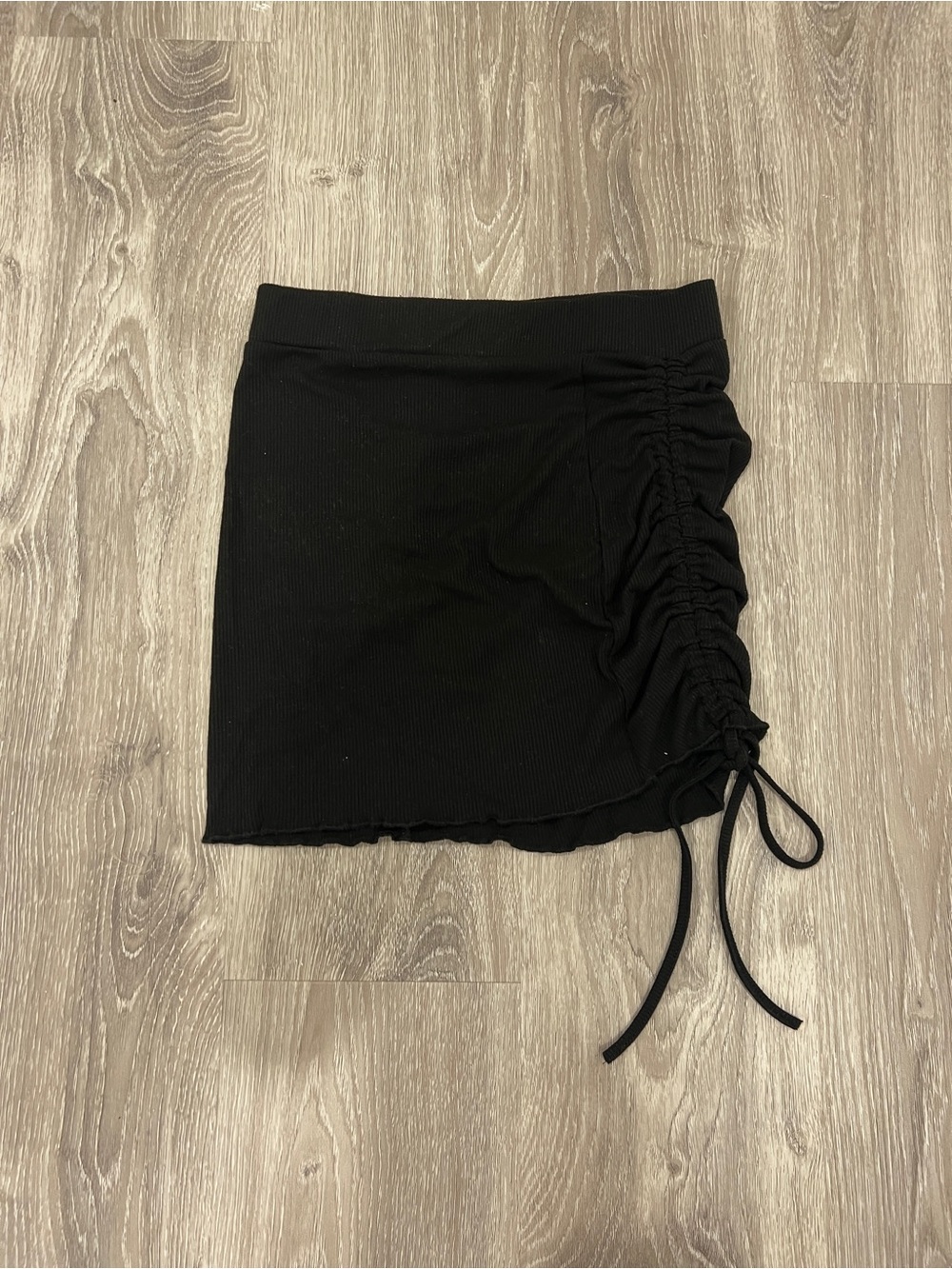 Vintage Black Ruched Side Mini Skirt